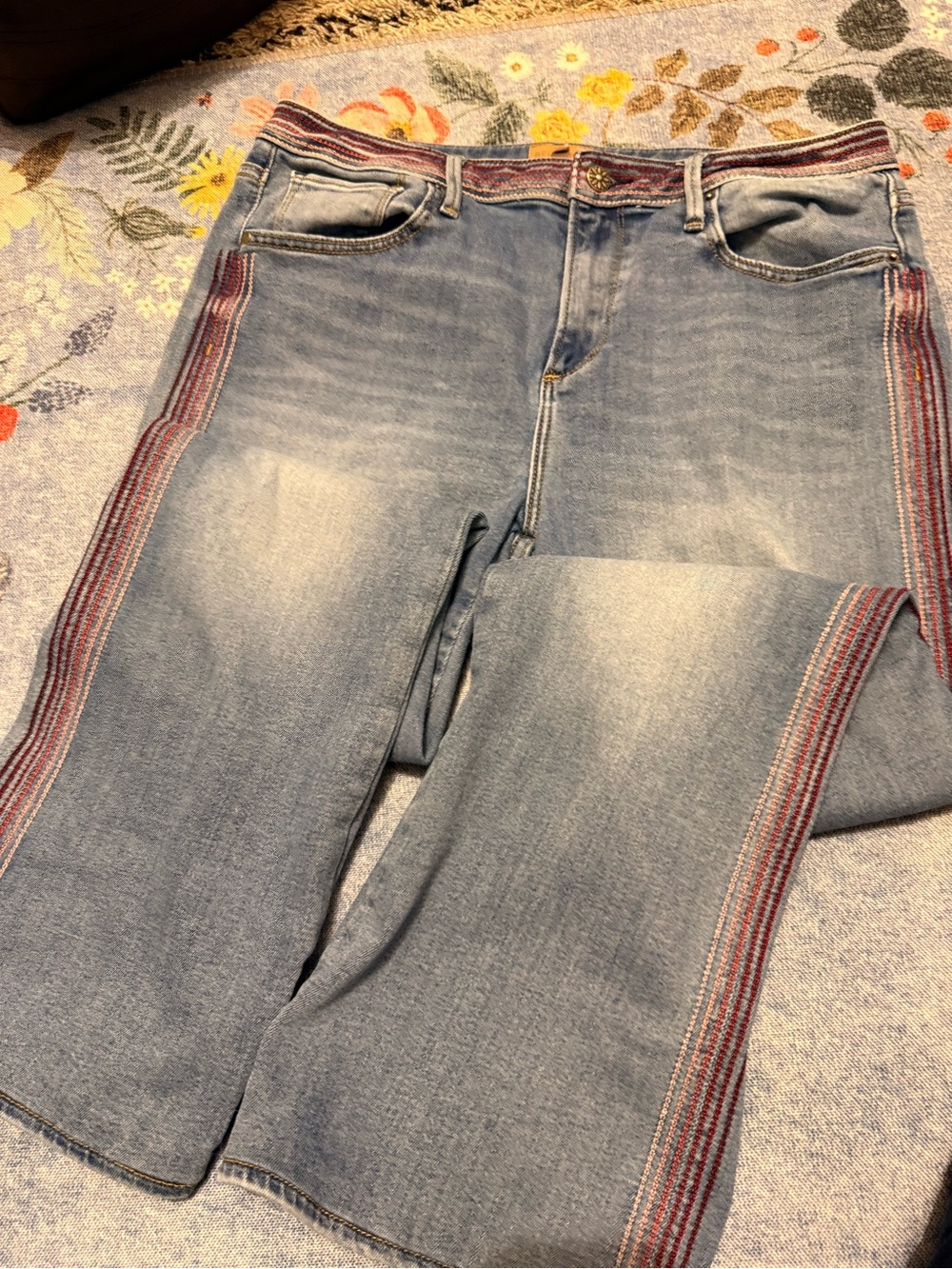 DRIFTWOOD Light Blue Flared Jeans with Red-Trim Side Stripes
